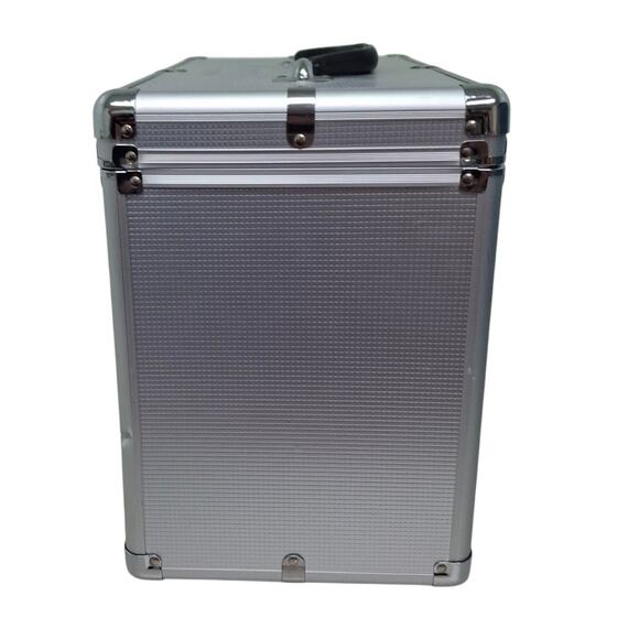 Silver Metal Double Latch Padded Interior Equipment Carrying Case w Handle - Picture 2 of 7